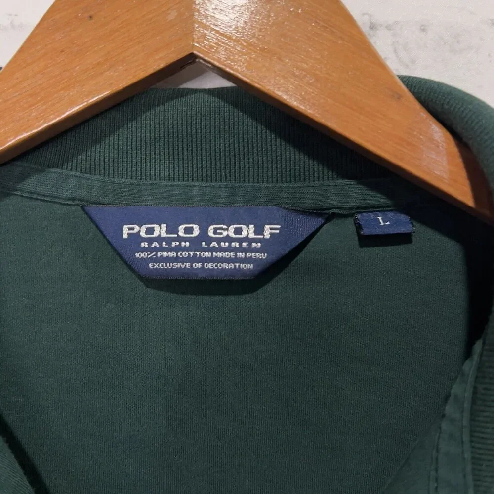 Vintage Polo Ralph Lauren Men's Large Long Sleeve Polo Shirt Green